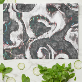 Abstrakt Schwarz/Weiß mit farbigen Details oder ve Geschirrtuch