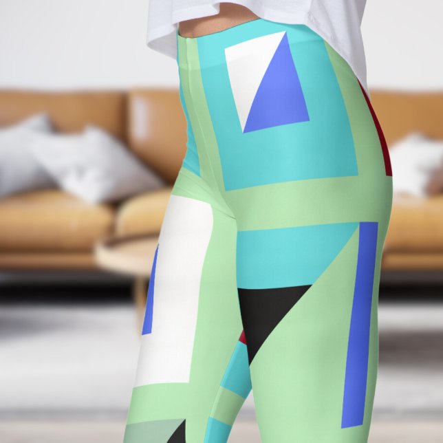 Abstrakt-Sea-Green-Mosaik-Muster Leggings (Signs on Sea Green Leggings)