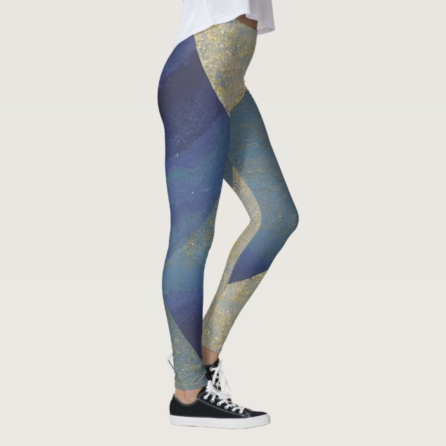 Abstrakt Seascape Fractured Zig Zag Waves 09 Leggings (Rechts)