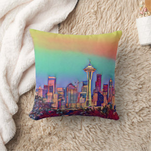 Abstrakt Seattle Skyline Kissen