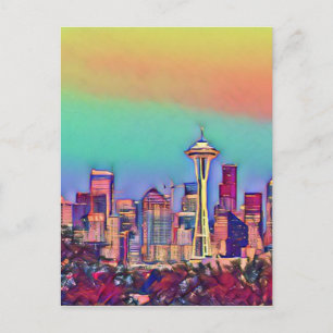 Abstrakt Seattle Skyline Postkarte
