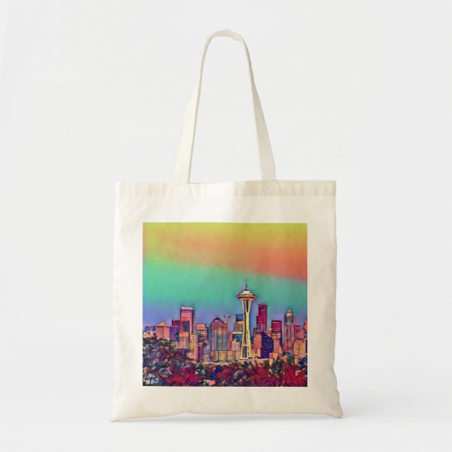 Abstrakt Seattle Skyline Tragetasche (Vorne)