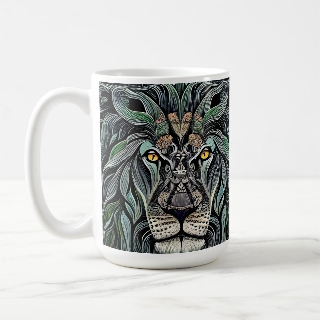 Abstrakt Shabby Chic King Lion Kaffeetasse (Links)