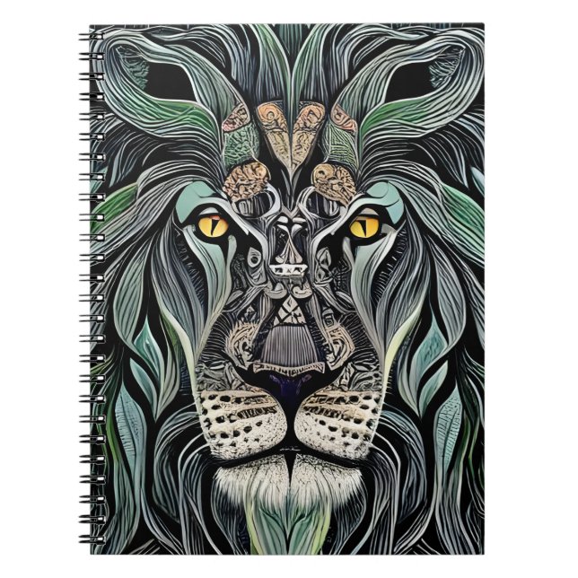 Abstrakt Shabby Chic King Lion Notizblock (Vorderseite)