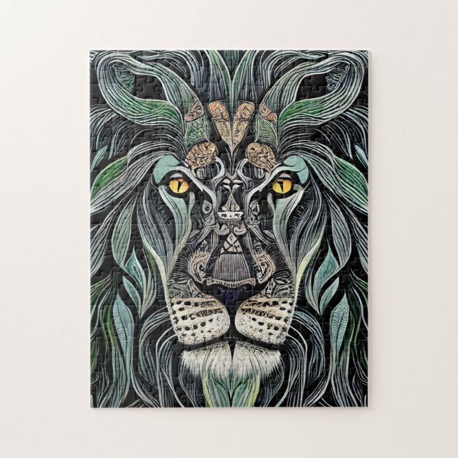 Abstrakt Shabby Chic King Lion Puzzle (Vertikal)