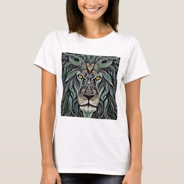 Abstrakt Shabby Chic King Lion T-Shirt (Vorderseite)