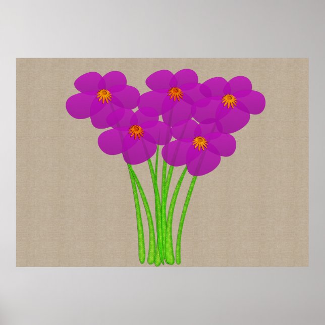 Abstrakt Sheer Lila Anemone Collage Poster (Vorne)
