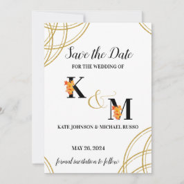 Abstrakt Simple Orange Gladiolus Letters Wedding Save The Date