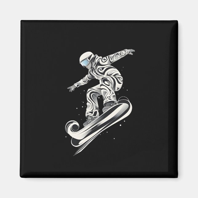 Abstrakt Snowboarder Snowboard Snowboarden Magnet (Vorne)