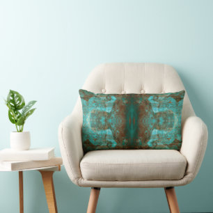 Abstrakt South Western Boho Rust Aquamarin Mirrore Lendenkissen