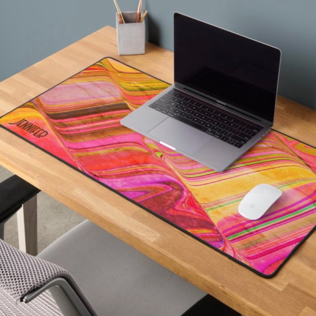 Abstrakt spielend Retro Wave Girly Moderner Name Schreibtischunterlage (Von Creator hochgeladen)