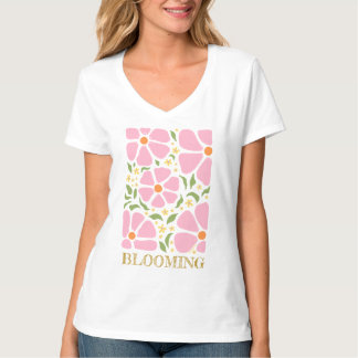 Abstrakt spielend rosa Blume T-Shirt