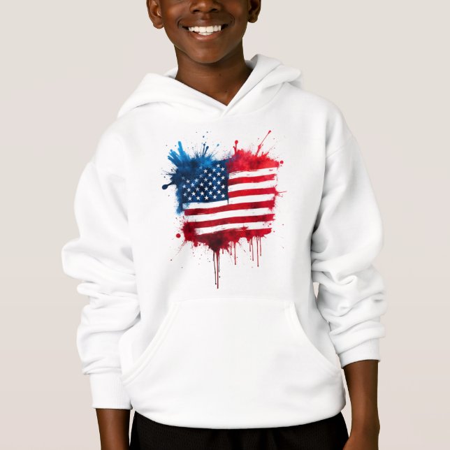 Abstrakt Splash American Flag Hoodie (Vorderseite)