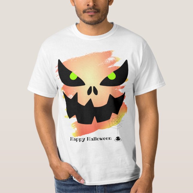 Abstrakt Spooky Jack o'Lantern Face Halloween T-Shirt (Vorderseite)