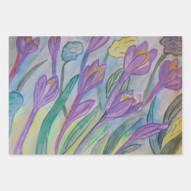 Abstrakt Spring Crocus Geschenkpapier Set (Vorderseite)