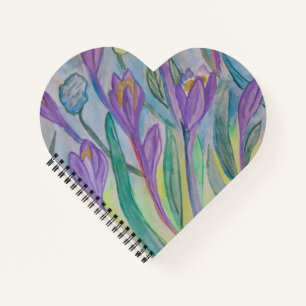 Abstrakt Spring Crocus Heart Notebook Notizbuch