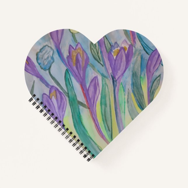 Abstrakt Spring Crocus Heart Notebook Notizbuch (Vorderseite)