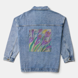 Abstrakt Spring Crocus Jeansjacke