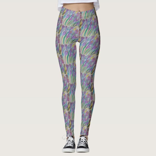 Abstrakt Spring Crocus Leggings (Vorderseite)