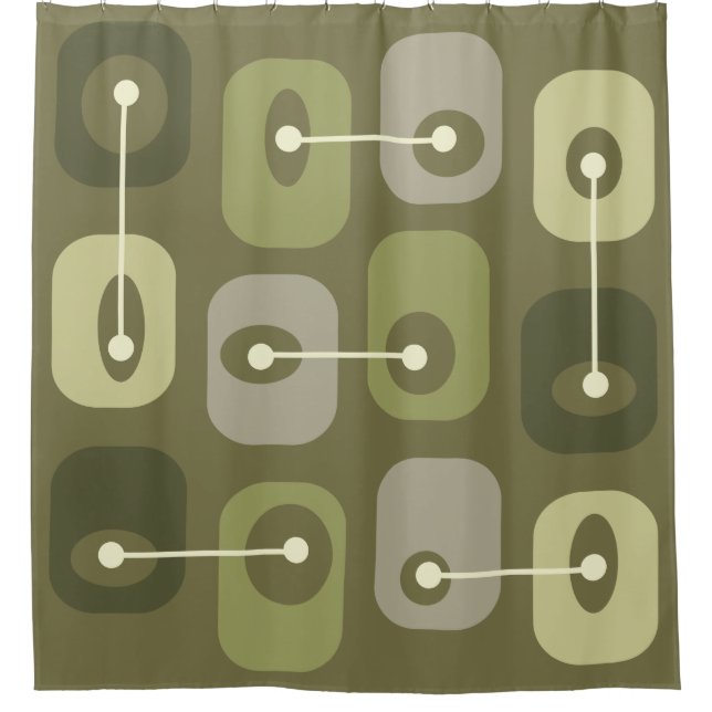 Abstrakt Squishy Cubes Olive Green Duschvorhang (Vorderseite)