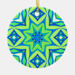 Abstrakt Star Geometric - Linse grün und blau Keramik Ornament
