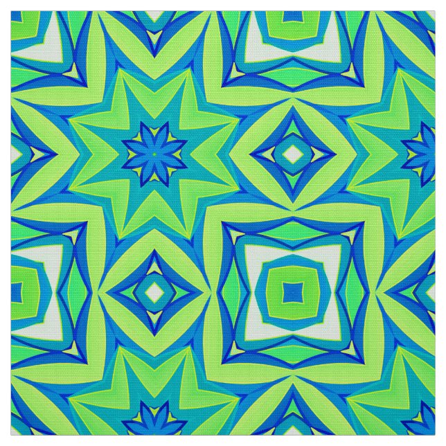 Abstrakt Star Geometric - Linse grün und blau Stoff (Muster)