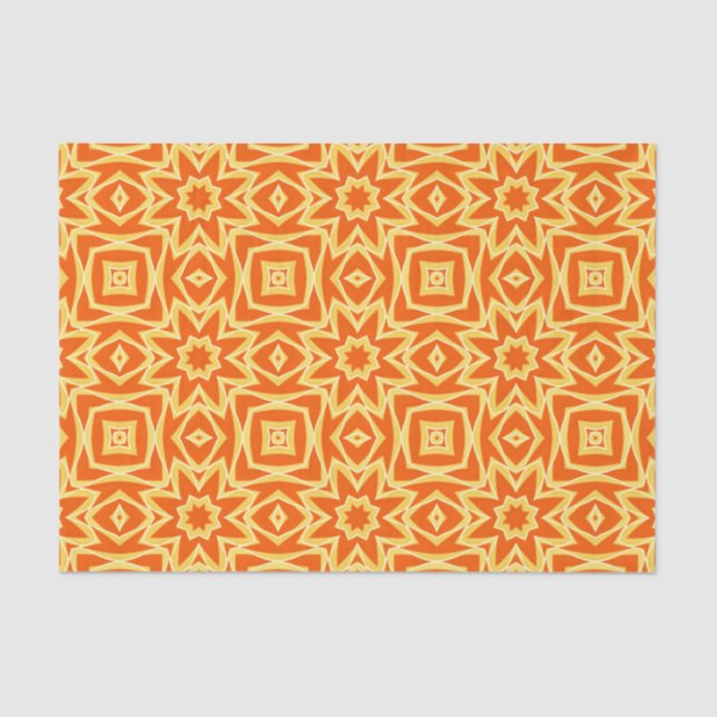 Abstrakt Star Geometric - Orange und Gold Seidenpapier (Vorderseite)
