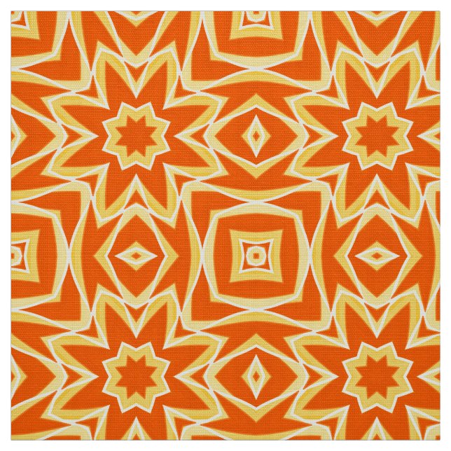 Abstrakt Star Geometric - Orange und Gold Stoff (Muster)