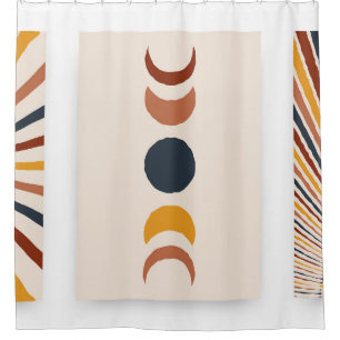 Abstrakt Sun Moon Boho Posters Duschvorhang
