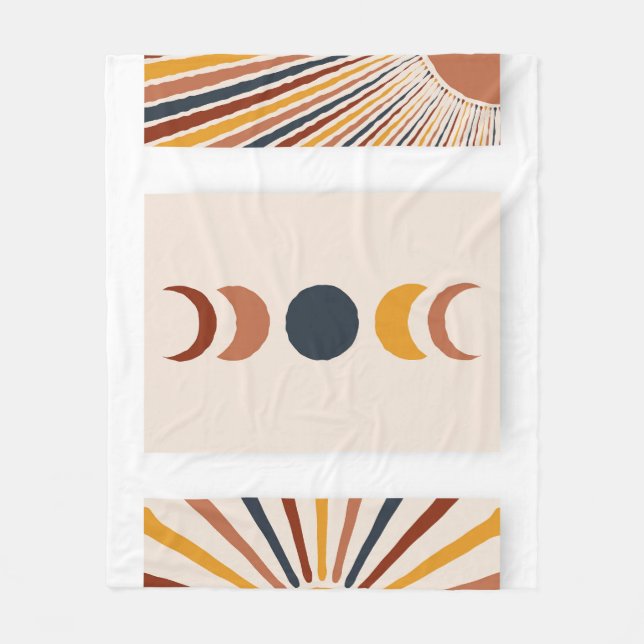 Abstrakt Sun Moon Boho Posters Fleecedecke (Vorderseite)