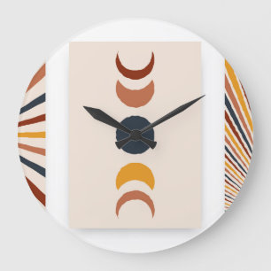 Abstrakt Sun Moon Boho Posters Große Wanduhr