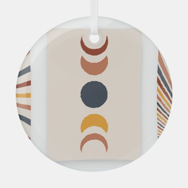 Abstrakt Sun Moon Boho Posters Ornament Aus Glas (Vorderseite)