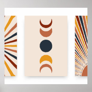 Abstrakt Sun Moon Boho Posters Poster