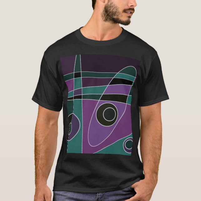 Abstrakt Surfen Aquamarin Lila T-Shirt (Vorderseite)