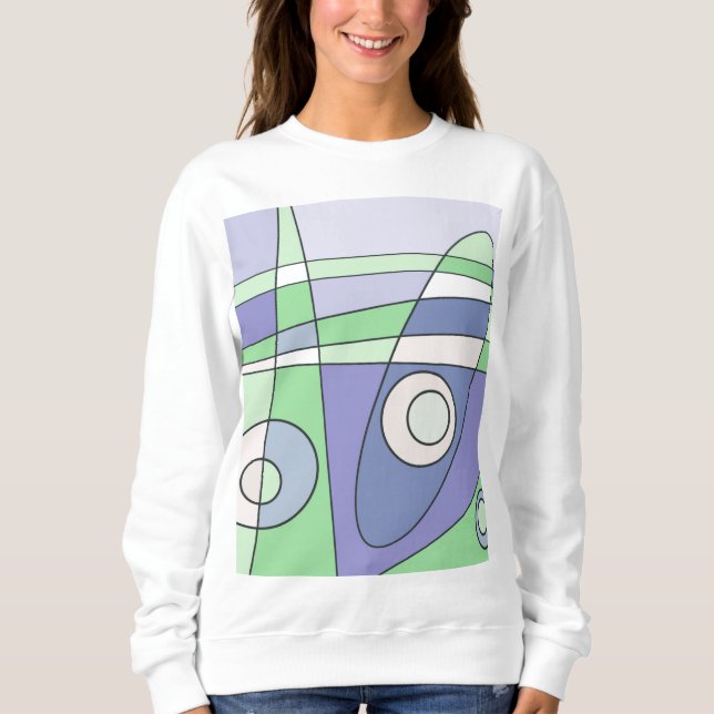 Abstrakt Surfen Grün Lila Sweatshirt (Vorderseite)