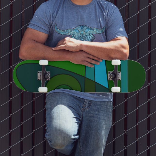 Abstrakt Surfen Türkisgrün Skateboard (Außenbereich 3)