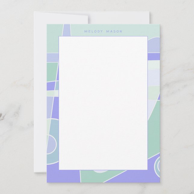 Abstrakt Surfing Lila Green Personalisiert Name Mitteilungskarte (Vorderseite)
