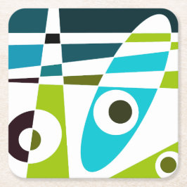 Abstrakt Surfing Olive Blue Aquamariner Planer Rechteckiger Pappuntersetzer