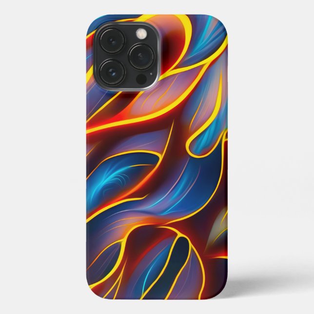 Abstrakt Swirl Blue Red Flames iPhone Hülle (Rückseite)