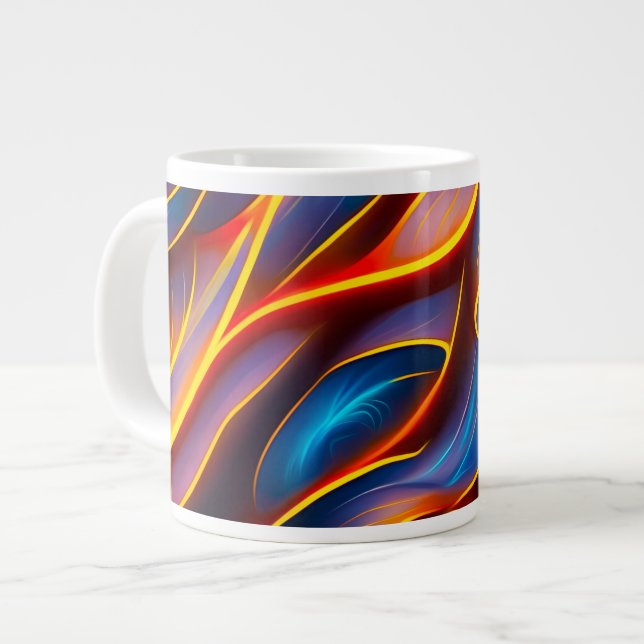 Abstrakt Swirl Blue Red Flames Jumbo-Tasse (Vorderseite Links)