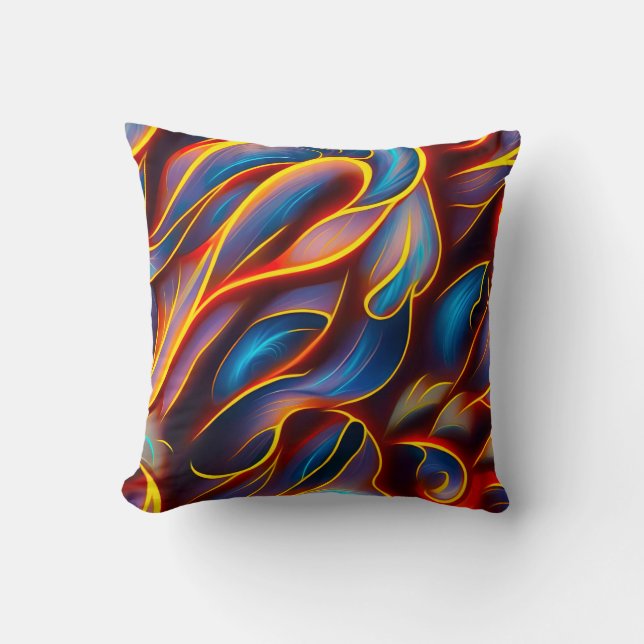 Abstrakt Swirl Blue Red Flames Kissen (Vorderseite)