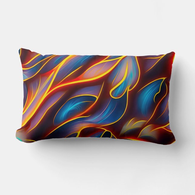 Abstrakt Swirl Blue Red Flames Lendenkissen (Vorderseite)