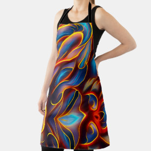 Abstrakt Swirl Blue Red Flames Schürze