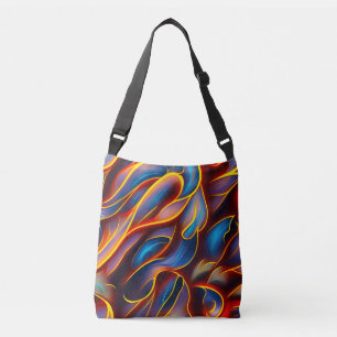 Abstrakt Swirl Blue Red Flames Tragetaschen Mit Langen Trägern