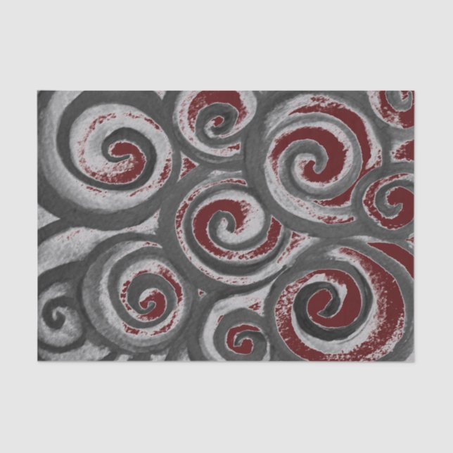 Abstrakt Swirl-Gray Maroon Seidenpapier (Vorderseite)