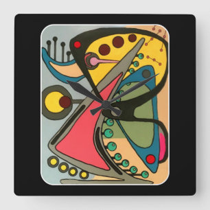 Abstrakt Talking Man Malerei aus der Mitte des Jah Quadratische Wanduhr