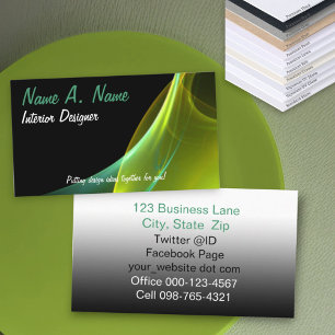 Abstrakt Techno Dreamy Green Yellow Sweep Visitenkarte