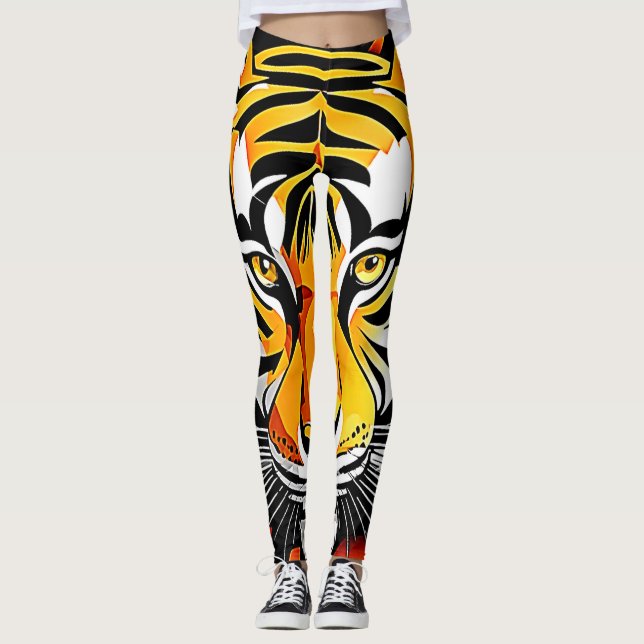Abstrakt Tiger Art Leggings (Vorderseite)