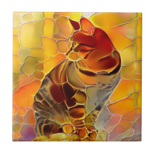Abstrakt Tiger Cat Keramik Tile Fliese