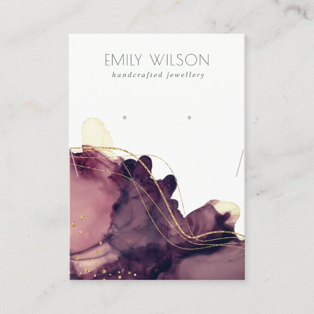 Abstrakt-Tinte-Gold-Maroon-Fußleiste Visitenkarte (Vorderseite)